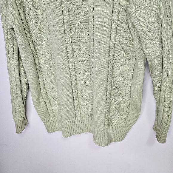 Aritzia Sunday Best Lamora Cardigan Sz 2XS Cable Knit Sweater Green Oversize - Picture 9 of 11